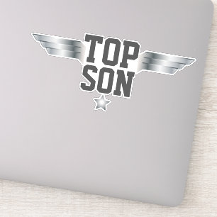 Top Son Aviator Piloot Vleugels Zilver Effect Sticker