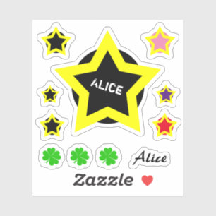 Top Star & Alice name /Clover chanceux Set Sticker