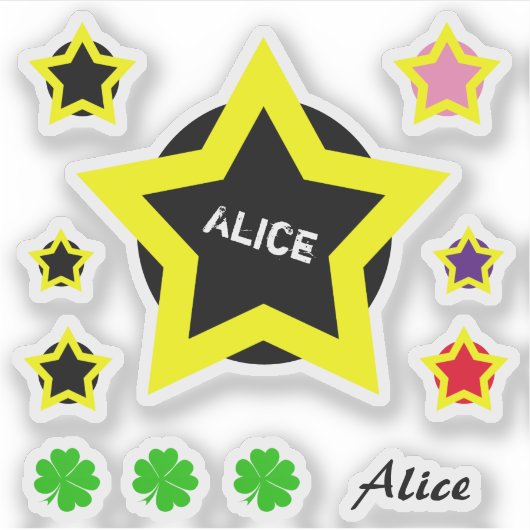 Top Star & Alice nom /Clover chanceux Set Sticker (Devant)