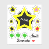 Top Star & Alice nom /Clover chanceux Set Sticker (Feuille)