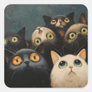 Top Uitzicht katachtige blik: Quintessentiele kat Vierkante Sticker