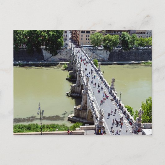 Top uitzicht van de Sant'Angelo Bridge in Rome, It Briefkaart (Voorkant)