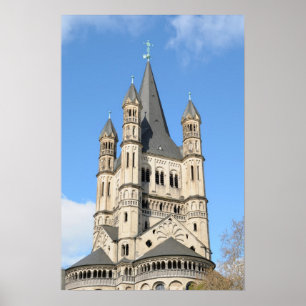 Top van de kerk van Gross St. Martin in Keulen Poster