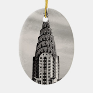 Top van het Chrysler Building NYC - B&W Keramisch Ornament
