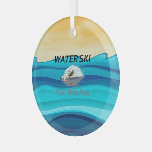 TOP Water Ski Glass Ornament (Voorkant links)