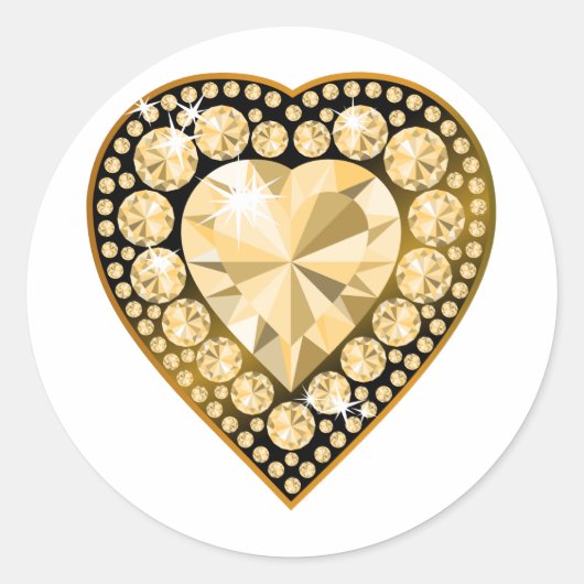 Topaz Gem Heart Ronde Sticker (Voorkant)