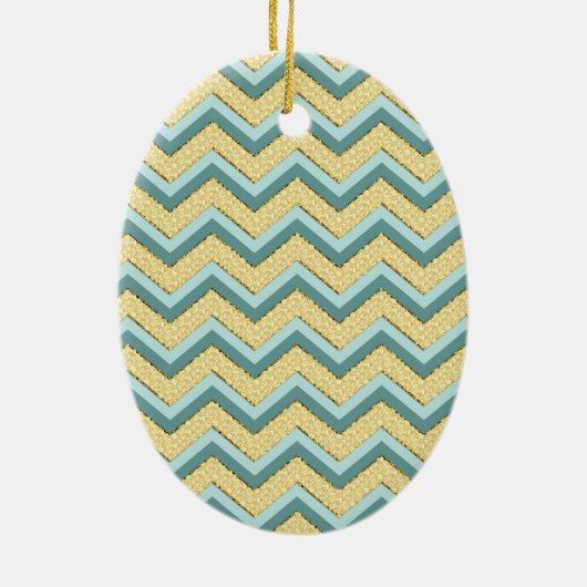 Topaz Glitter Chevron Pattern Keramisch Ornament (Achterkant)