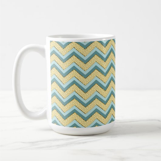 Topaz Glitter Chevron Pattern Koffiemok (Links)