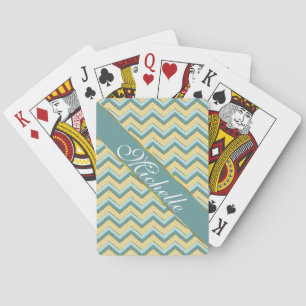 Topaz Glitter Chevron Pattern Pokerkaarten