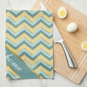 Topaz Glitter Chevron Pattern Theedoek (Quarter Fold)