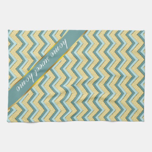 Topaz Glitter Chevron Pattern Theedoek (Horizontaal)