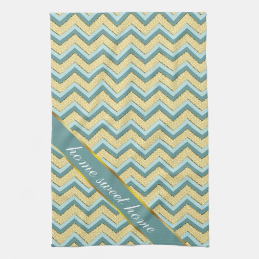 Topaz Glitter Chevron Pattern Theedoek (Verticaal)