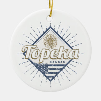 Topeka City Kansas Verenigde Staten Zonnebloem Ver Keramisch Ornament