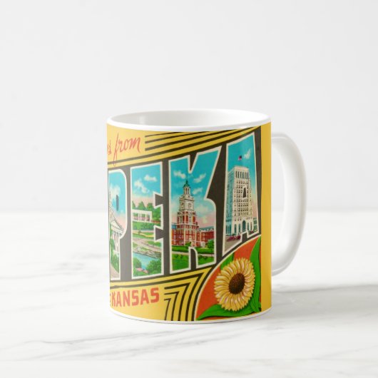 Topeka Kansas Rétro Salutation Mug (Devant droit)