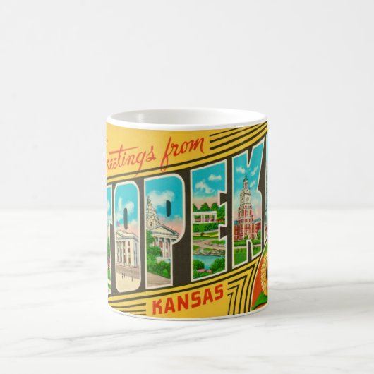 Topeka Kansas Rétro Salutation Mug (Centre)