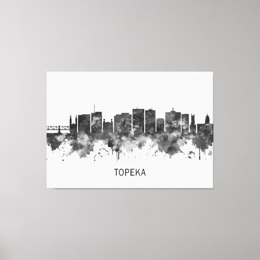 Topeka Kansas Skyline BW Canvas Afdruk (Voorkant)