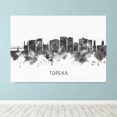 Topeka Kansas Skyline BW Canvas Afdruk (Insitu (Houten vloer))
