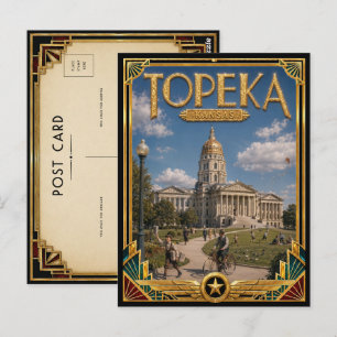 Topeka Kansas Vintage Art Deco Gouden Tijdperk Briefkaart