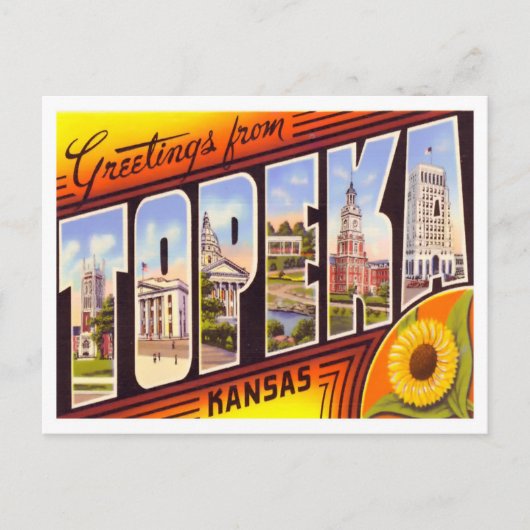 Topeka, Kansas Vintage Big Letters Carte postale (Devant)