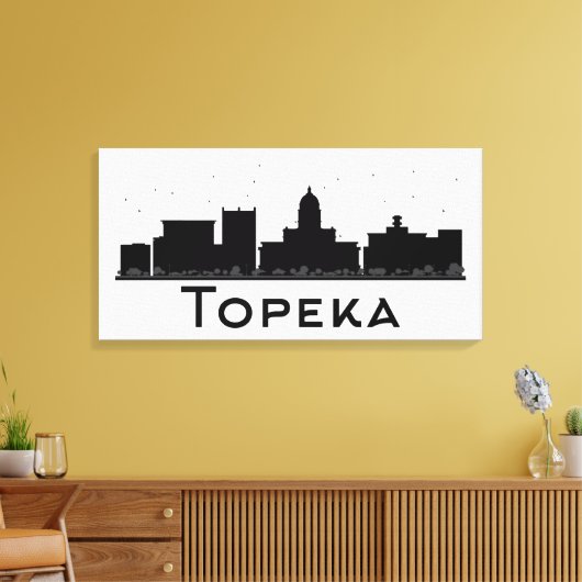 Topeka, Kansas | Zwarte en witte veldlijn Canvas Afdruk (Insitu (Woonkamer))