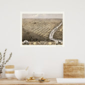 Topeka, KS Panoramic Map - 1869 Poster (Keuken)