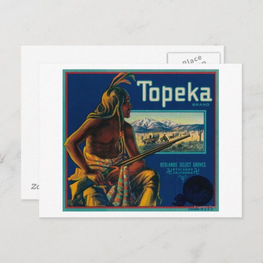 Topeka merk Citrus Crate Label Briefkaart (Voorkant / Achterkant)