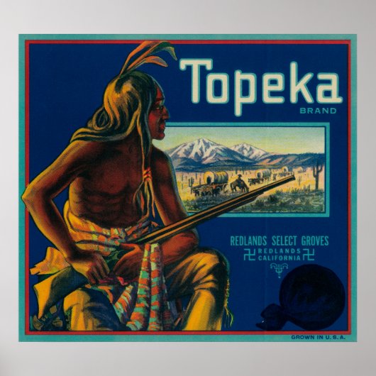 Topeka merk Citrus Crate Label Poster (Voorkant)