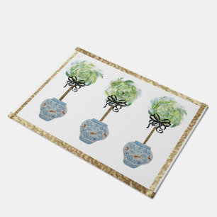 Topiaries Blue en White Ginger Jar Doormat Rug Deurmat
