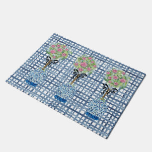 Topiary Blue en White Ginger Jar Doormat Rug Deurmat