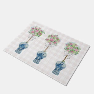 Topiary Blue en White Ginger Jar Doormat Rug Deurmat