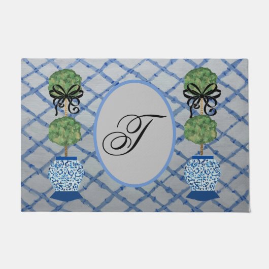 Topiary Blue Ginger Jars jars Doormat Welcome Mat (Voorkant)