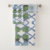 Topiary Blue White Ginger Jar Jars Bath set Bad Handdoek (Insitu)