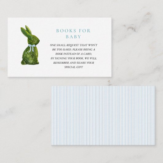 Topiary Bunny Rabbit Boy Baby shower book request Informatiekaartje (Voorkant / Achterkant)
