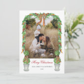 Topiary Grandmillennial Photo Christmas Card Kaart (Staand voorkant)