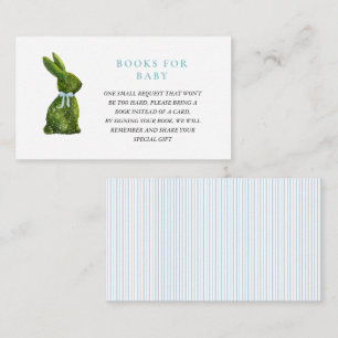 Topiary Konijn Konijn Jongen Baby shower boek verz Informatiekaartje