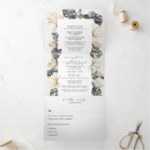 Topical Chic Beach Wedding Tri-Fold Drieluik Uitnodiging (Binnen)