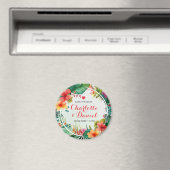 Topical Floral Wreath | Weddenschap | Datum opslaa Magneet (Insitu (Vaatwasser))