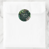 Topical Leaves Pattern | Datum opslaan | Weddensch Ronde Sticker (Tas)