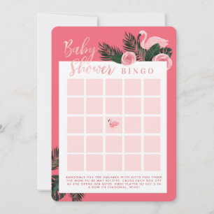 Topical Pink Flamingo Baby shower Bingo Kaart