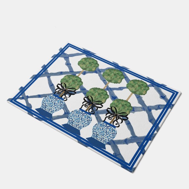 Topioïe Chinoiserie Ginger Jar Jars Tapis de porte (Incliné)