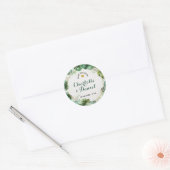 Topische Waterverf afdrukken | Datum opslaan | Wed Ronde Sticker (Envelop)