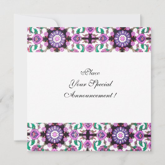 TOPKAPI BLACK WHITE DAMASK MONOGRAM roze zilver Kaart (Achterkant)