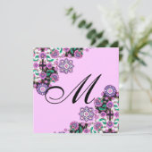 TOPKAPI BLACK WHITE DAMASK MONOGRAM roze zilver Kaart (Staand voorkant)