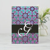 TOPKAPI BLUE BLACK DAMASK MONOGRAM roze groen Kaart (Staand voorkant)