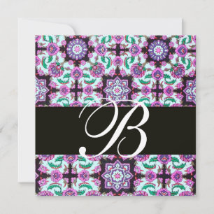 TOPKAPI DAMASK MONOGRAM zwart roze blauw groen Kaart