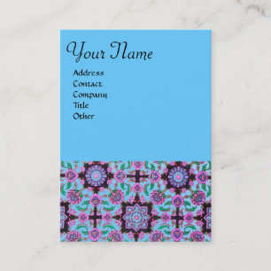 TOPKAPI, DAMASKFLORALE PINKBLAUWE BLAUWE STROMEN VISITEKAARTJE