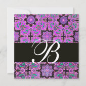TOPKAPI PAARS BLACK DAMASK MONOGRAM roze groen Kaart (Voorkant)