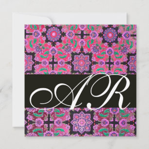 TOPKAPI RED BLACK PINK DAMASK MONOGRAM green Kaart