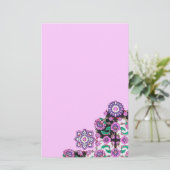 TOPKAPI/Roze Paarse Floral Damask Briefpapier (Staand voorkant)