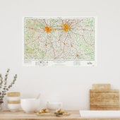 Topo-kaart Dallas Ft Worth Poster (Keuken)